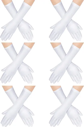 SATINIOR 6 pares de guantes de disfraz blancos para niños, guantes formales de ópera para niños, desfiles, espectáculos de escenario, recuerdos de