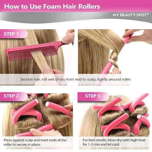 Miniatura 5 de My Beauty Spot Flexi Rods - Rodillos de espuma de 1 pulgada de diámetro, calidad profesional de salón, 10 rodillos de goma para cabello largo, Azul