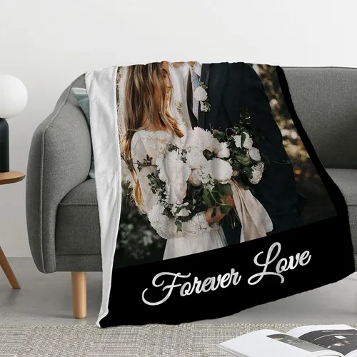 Miniatura 6 de Mantas personalizadas con fotos, regalos personalizados para parejas para esposa, marido, novia, novio, manta con imagen personalizada "I Love You
