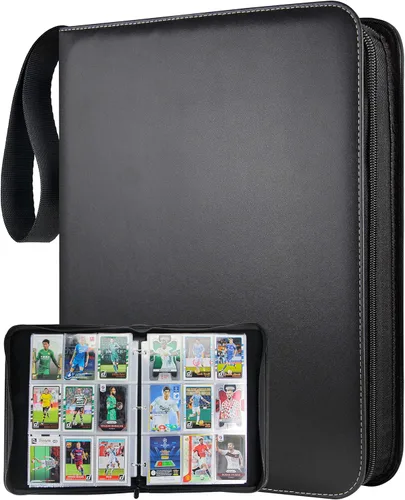 Miniatura 12 de Carpeta de 900 tarjetas en color azul teja con 9 bolsillos, material de PU duradero e impermeable, libre de ácidos, adecuada para todas las tamaños