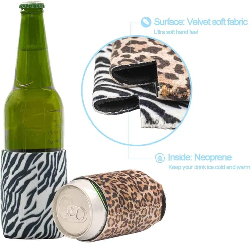 Miniatura 2 de Carol - Fundas de neopreno de terciopelo para latas de refrescos de cerveza, cubierta aislada para bebidas frías, para barbacoa, soltero, fiesta