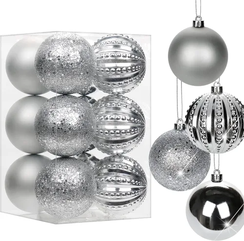 Miniatura 9 de Adornos de bolas de Navidad negras de 2.36 pulgadas, 25 piezas inastillables, set de adornos de Navidad, bolas de Halloween, adorno negro para árbol