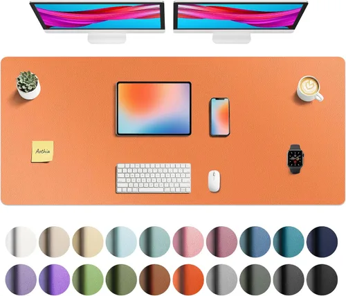 Miniatura 66 de Aothia - Protector de escritorio de cuero sintético, base para mouse, superficie antideslizante e impermeable para escribir y para laptop