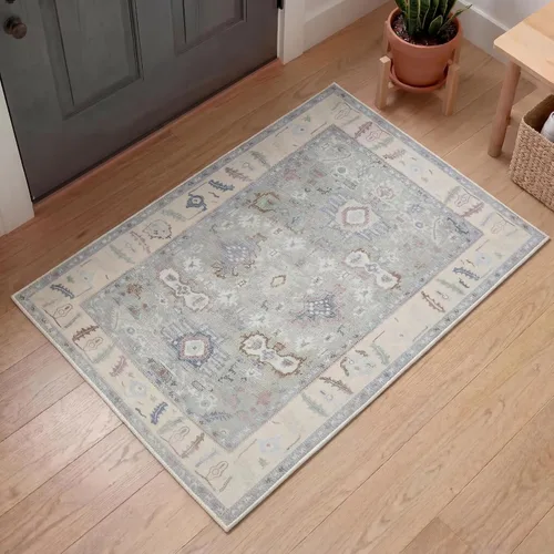 Kuden Alfombra pequeña de 2 x 3, lavable a máquina, parte trasera antideslizante, estilo vintage, suave, pelo bajo, alfombras de área para entrada,