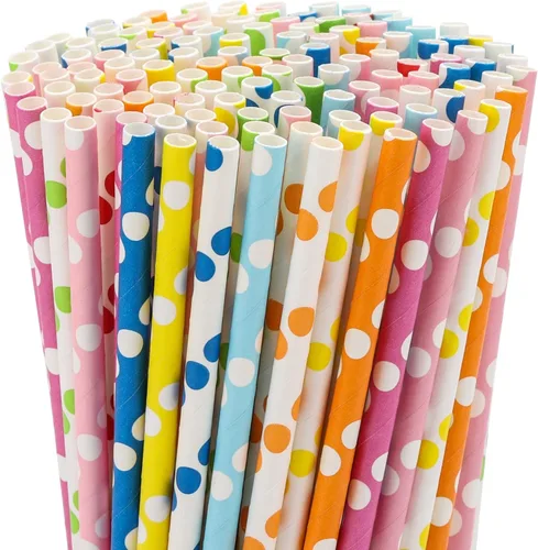 Miniatura 10 de 200 pajitas de papel biodegradables multicolor para suministros de fiesta, cumpleaños, novia/baby shower, decoraciones de Navidad y celebraciones