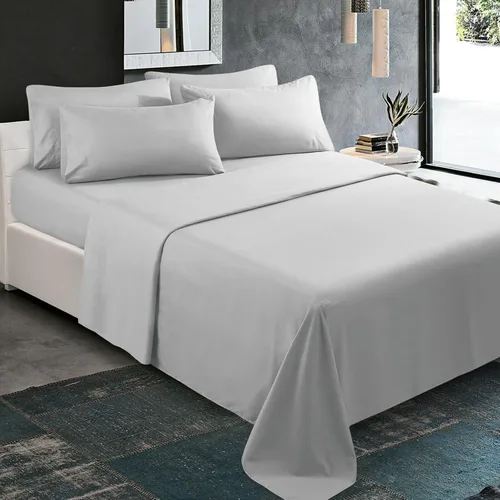 Miniatura 14 de KBC linen Juego de sábanas de lujo de 6 piezas para hotel, 100% algodón, sábana bajera ajustable de 21 a 24 pulgadas, sin arrugas, juego de ropa