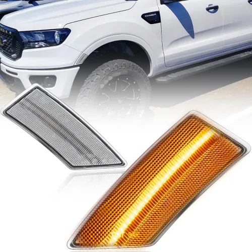 Miniatura 9 de Ranger - Lámparas LED de espejo lateral para Ford Ranger Lariat ámbar 2019 2020 2021 2022 2023 Luz LED de estacionamiento de conducción ámbar Lente