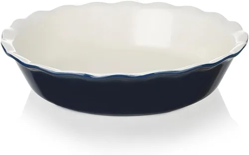 Miniatura 8 de Sweejar - Molde para tartas de cerámica para hornear, bandeja redonda de 10 pulgadas para cena, plato para tartas antiadherente con borde suave