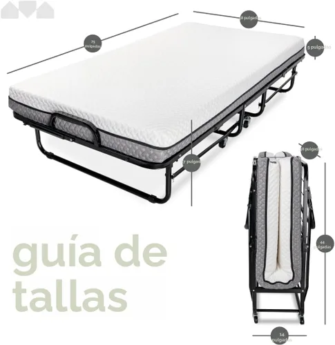 Miniatura 3 de Milliard Cama Plegable Deluxe Diplomat con Colchón para Adultos, Tamaño Twin, Cama Portátil y Plegable con Colchón de Espuma Viscoelástica de Lujo