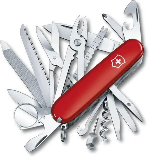 Victorinox Swiss Champ - Cuchillo suizo del ejército, 33 funciones, navaja de bolsillo de fabricación suiza con hoja grande, destornillador, cincel