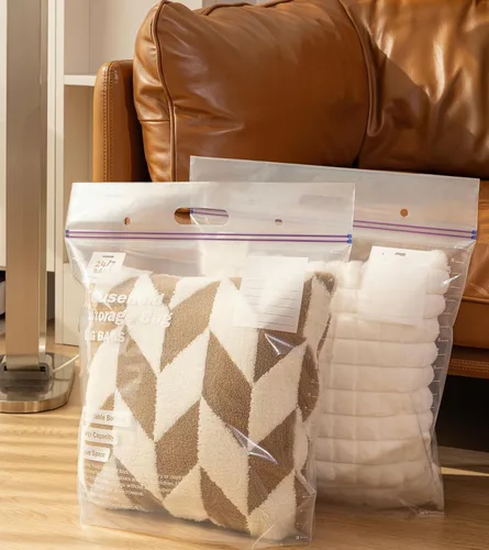 Miniatura 3 de 12 bolsas de almacenamiento de plástico extragrandes, 5 galones, cero BPA, sello de doble cremallera, 3 mils de grosor, asa de transporte de doble