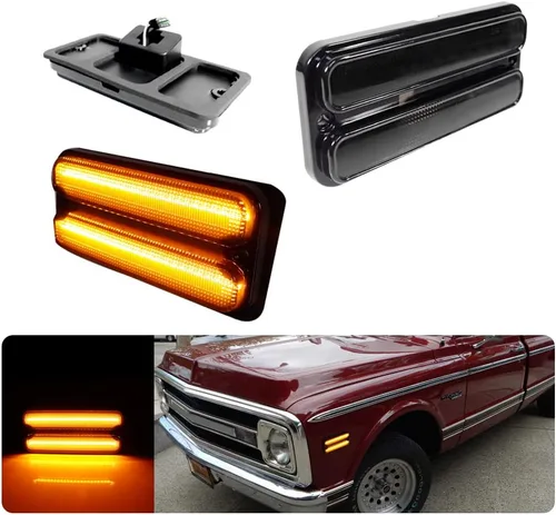 Miniatura 11 de Compatible con 1968 1969 1970 1971 1972 Chevy GMC Pickup Trucks Luces de Marcador Lateral del Parachoques Delantero/Trasero Completas Lámparas LED
