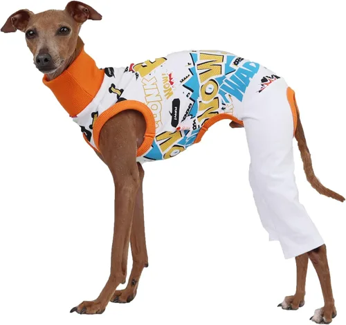 Miniatura 6 de D Doggy Star - Suéter de galgo italiano de cuello de tortuga, conjunto de mono de vellón cálido, ropa de Whippet para perro (XL, azul marino Pkt)
