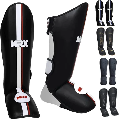 Miniatura 9 de MRX BOXING & FITNESS Espinilleras para boxeo, artes marciales mixtas, Muay Thai, entrenamiento de kickboxing, acolchado extra con diseño de lujo