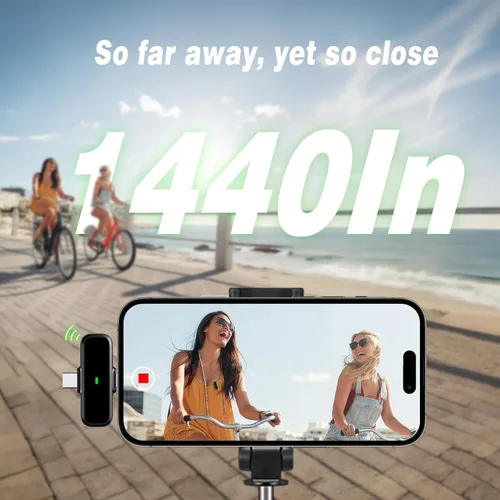 Miniatura 6 de Micrófono Lavalier inalámbrico para iPhone/Android - Mini micrófono dual con cancelación de ruido con funda de carga (30H), micrófono de clip