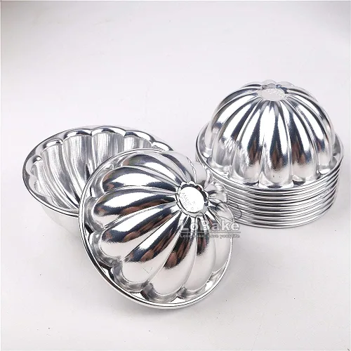 Miniatura 5 de LoBake Moldes ondulados de aluminio para tartas de flores y calabazas, 10 piezas, moldes para pudín de gelatina, moldes para magdalenas, R22.