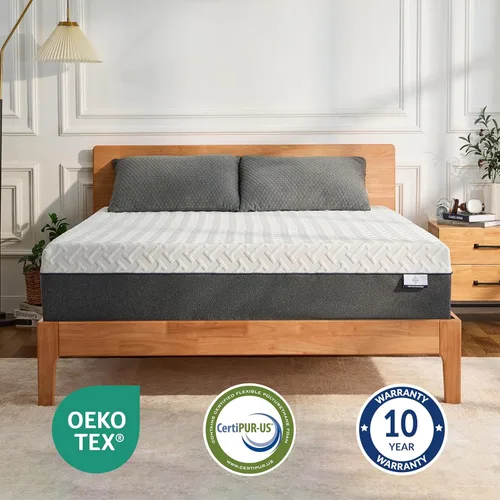 Miniatura 8 de Gelsea Colchón de Espuma Viscoelástica Tamaño King, Colchón de Cama King de 10 Pulgadas en una Caja, Espuma con Infusión de Gel de Té Verde