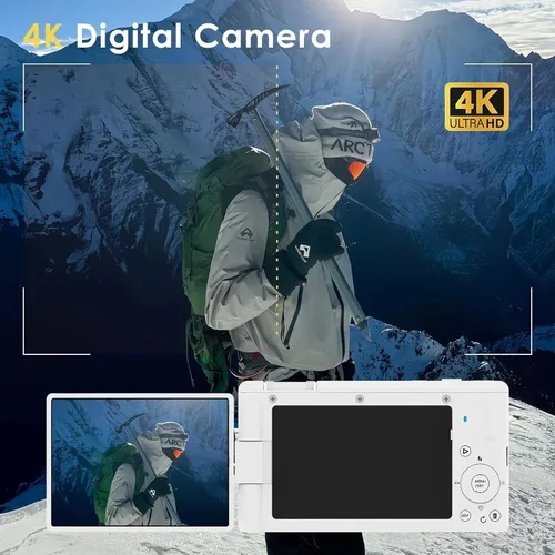 Miniatura 3 de Cámara digital 4K para fotografía Cámara de vlogging de 64MP para video de YouTube 2.8 pulgadas, 270°, cámaras de viaje con zoom 16X con tarjeta