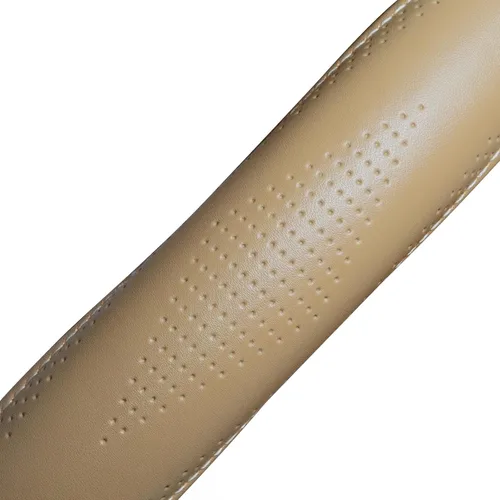 Miniatura 4 de HAOKAY Funda de volante de cuero genuino beige de alta calidad para hombres y mujeres, funda de volante de lujo para automóviles, SUV y camiones