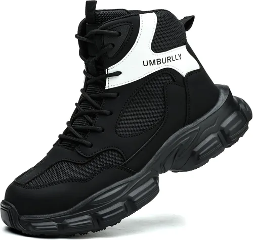 Miniatura 11 de Hogent - Zapatos de puntera de acero para mujer y hombre, anchos, antideslizantes, de trabajo, tenis de punta compuesta, indestructibles, cómodos