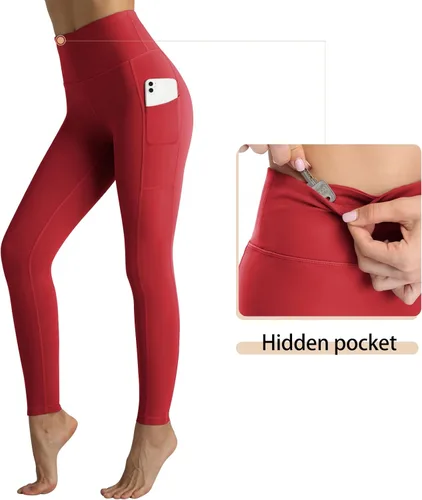 Miniatura 3 de RIMLESS 7 Leggings para mujer con bolsillos de cintura alta, pantalones de yoga de algodón para entrenamiento, correr, atletismo, pantalones capri