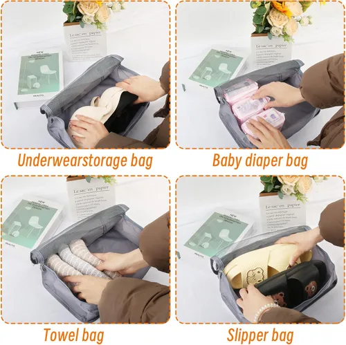Miniatura 6 de 12 cubos de equipaje organizadores de equipaje pequeños de malla para ropa interior, bolsas plegables para ropa interior, bolsas de lavandería