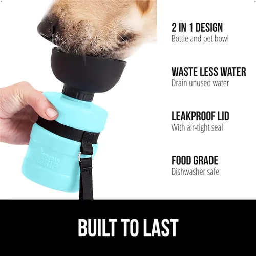 GORILLA GRIP Botella de agua para perros, dispensador portátil de tazón de agua para perros, 20 oz botellas exprimibles de viaje para mascotas a