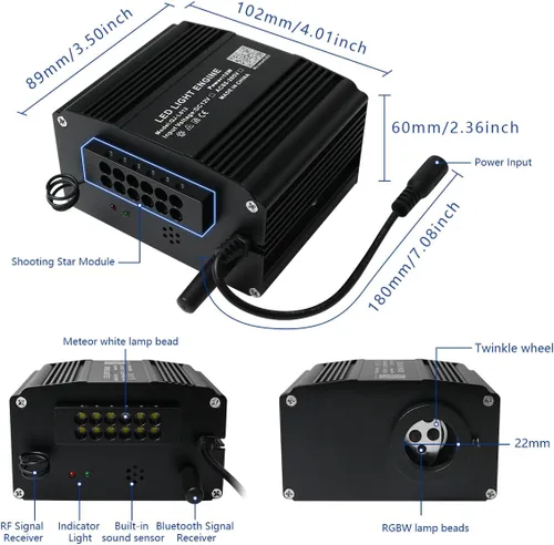 Miniatura 5 de AKEPO Luces de fibra óptica de 12 W parpadeantes+meteorito 2 en 1 con control de aplicación Starlight, 300 piezas x 0.03 pulgadas x 9.8 pies+240