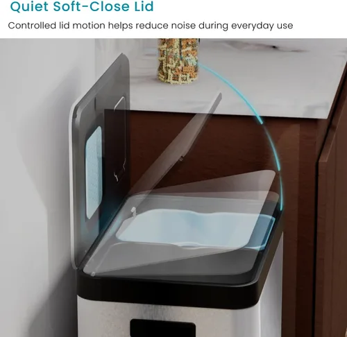 Miniatura 5 de Home Zone Living - Bote de basura de cocina de 19 galones con compartimentos duales para reciclaje, control de olor CleanAura, acero inoxidable