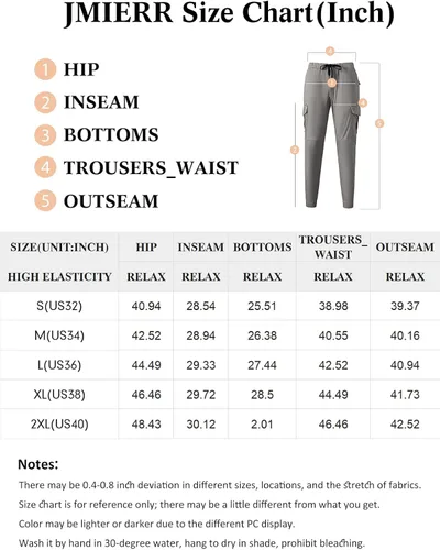 Miniatura 6 de JMIERR Pantalones cargo de moda para hombre, casuales, de algodón, elásticos, de sarga con cordón, pantalones deportivos con 6 bolsillos