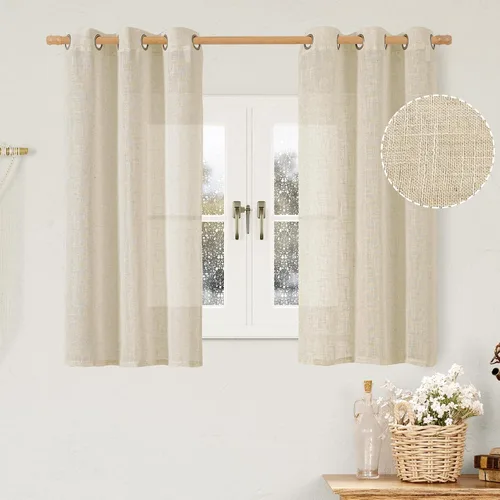 Miniatura 49 de LAMIT Cortinas de lino sintético para dormitorio, paneles filtrantes de luz, cortinas de lino con protección de privacidad con ojales para ventanas