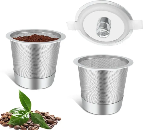 Miniatura 14 de Haetyly Paquete de 2 filtros de café reutilizables K Cups con cafetera Keurig 1.0 y 2.0, cápsulas de café reutilizables de acero inoxidable con asas