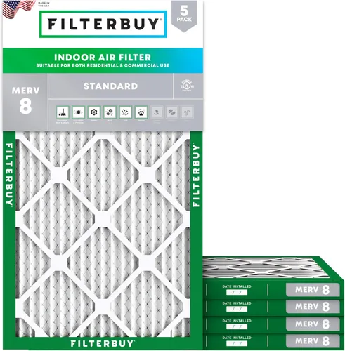 Miniatura 13 de Filterbuy Filtro de aire de 8 x 14 x 1 pulgadas MERV 8, protección contra el polvo (paquete de 5), filtros de aire de repuesto plisados HVAC