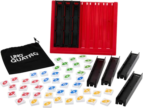 Miniatura 6 de Mattel Games UNO Quatro - Juego con fichas de colores y cuadrícula de plástico para adultos, familia y fiestas, de 2 a 4 jugadores a partir de 7 años