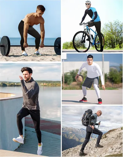 Miniatura 5 de Runhit Pantalones de compresión para hombre, mallas para correr, leggings de entrenamiento, pantalones atléticos de capa base para deportes, yoga