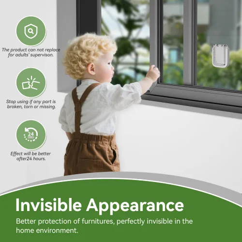Miniatura 6 de SAFELON Cerradura de ventana deslizante de seguridad para niños, 4 unidades, cerradura de puerta deslizante para patio y armario, fácil de instalar