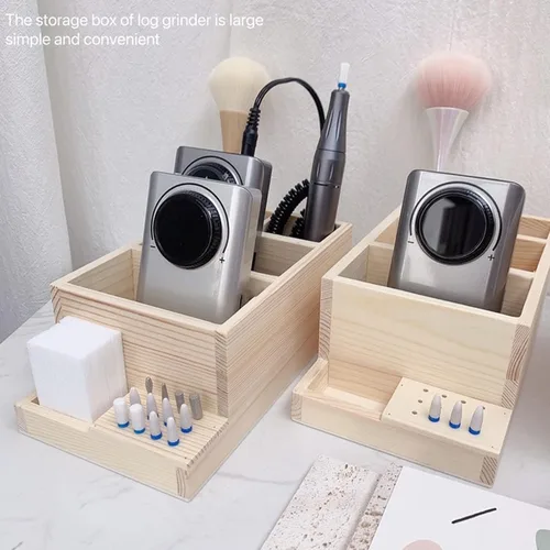 Miniatura 2 de Esquirla Brocas de madera para taladro de uñas, soporte de madera para práctica de uñas en el hogar, contenedor de caja de exhibición de bricolaje