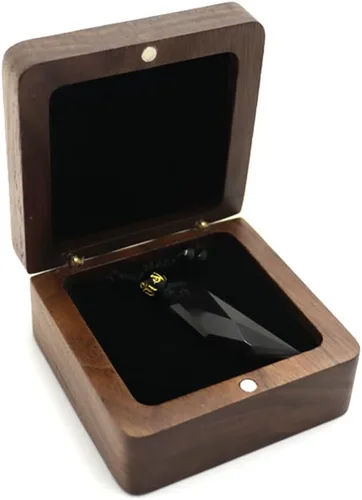 Miniatura 2 de Caja de regalo de collar de madera de nogal natural, caja de almacenamiento colgante, caja de exhibición de joyería para aniversario, proponer