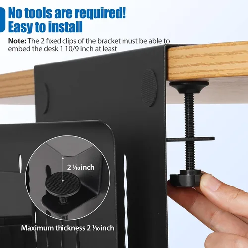 Miniatura 6 de Almacenamiento lateral de escritorio, soporte para laptop debajo del escritorio, organizador de archivos colgante lateral de mesa, sin abrazadera