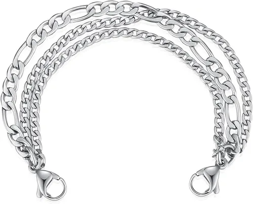 Miniatura 16 de LinnaLove Cadena intercambiable de acero inoxidable para pulseras de identificación de alerta médica para mujeres y hombres, No es una piedra