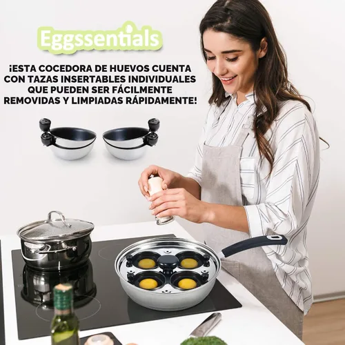 Miniatura 3 de Escalfador de Huevos - Eggssentials Sartén para Huevos Escalfados, Sartén de Acero Inoxidable para Huevos Escalfados, Cocinador de Huevos Escalfados