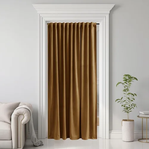 Miniatura 38 de StangH - Cortinas opacas de terciopelo con pestaña trasera, aislamiento térmico, para puerta corrediza, dormitorio, telón de fondo, estudio, teatro