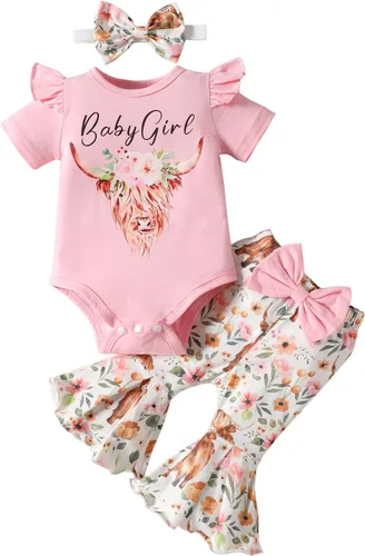 Miniatura 22 de Sejardin Ropa de verano para bebé y niña, recién nacida, manga corta, con letras, mameluco elástico con diadema