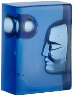 Escultura de bloque de cristal de luna, 5.9 x 4.4 x 2.5 pulgadas