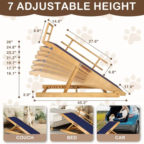 Miniatura 3 de Rampa para perros para camas, autos, sofás, escalones para perros con superficie antideslizante, rampas para perros para mascotas pequeñas
