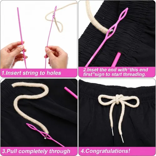 Miniatura 3 de Jetec Cordones de repuesto con cordón fácil de enhebrar para pantalones deportivos, pantalones cortos, pantalones, chaquetas (beige, azul marino)