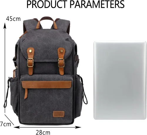 Miniatura 6 de Mochila para cámara; Bolso profesional para cámara UAV; Mochila de gran capacidad para fotografía, mochila de lona para cámara (gris)