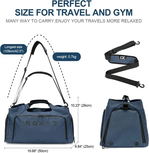 Miniatura 3 de Bolsa de gimnasio deportiva de 35 litros para hombres y mujeres, bolsa de viaje impermeable con compartimento para zapatos y bolsillo húmedo, bolsa
