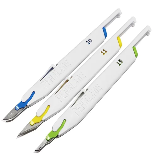 TIDI PenBlade Cuchillo utilitario retráctil, tamaños de hoja 10, 11A y 15 (paquete de 3) ― Cuchillo de pasatiempo de acero inoxidable ― Juego de
