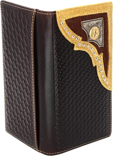 Miniatura 2 de West Star - Billetera para hombre, estilo de chequera, larga, plegable, con o sin pelo de vaca, 205F Star Deep Coffee